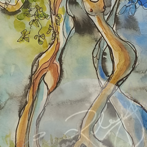 sue gee- trees delight - indian ink watercolour