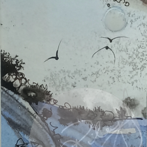 sue gee - coasting the currents - indian ink watercolour