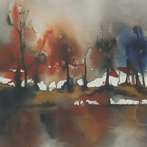 sue gee - autumn silhouette - watercolour